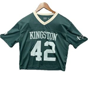 Hollister Green Boxy Crop Mesh Kingston Graphic Football Jersey XS Unisex